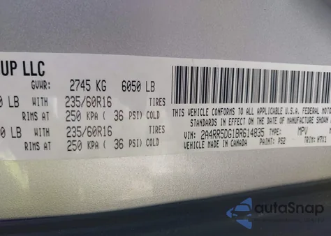 2011 Chrysler Town & Country Touring from USA, damaged, VIN 2A4RR5DG1BR614835